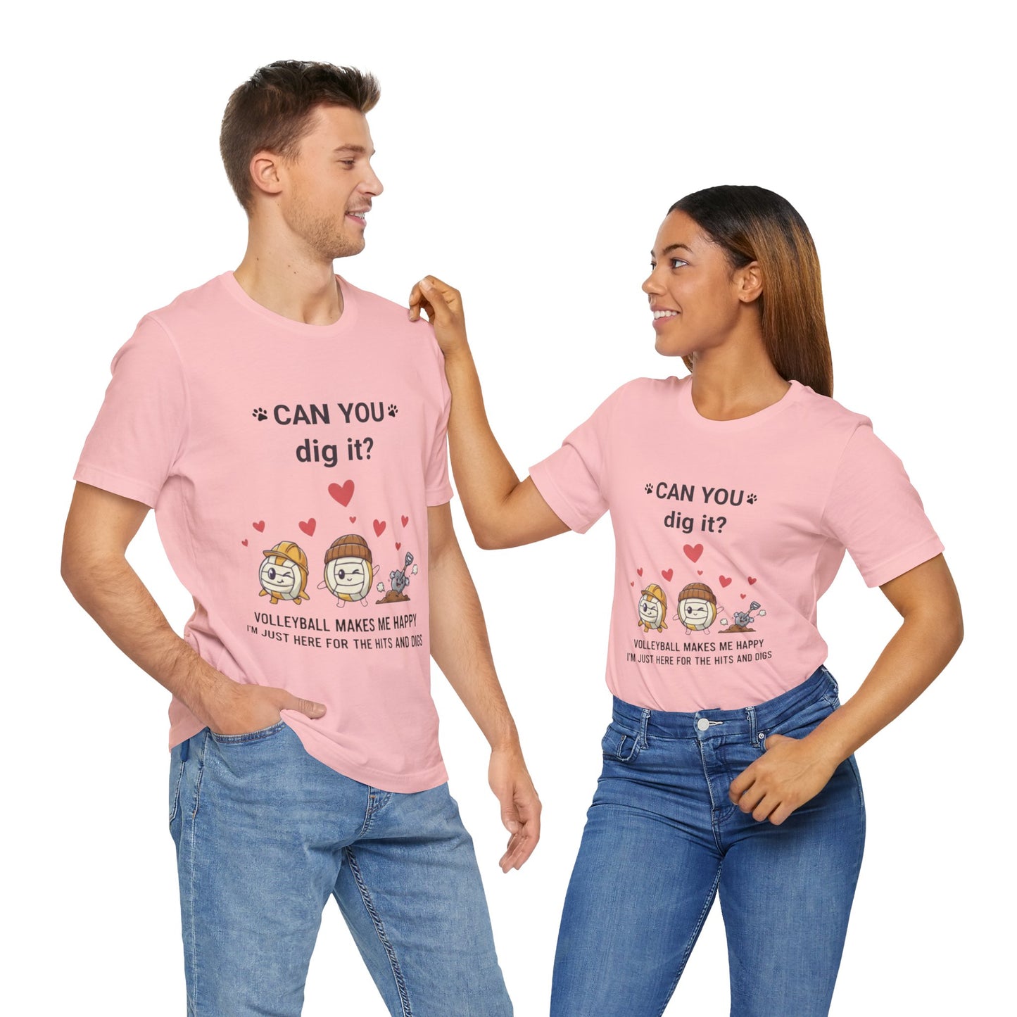 Trendy volleyball tee with cartoon 'Can You Dig It?' graphic