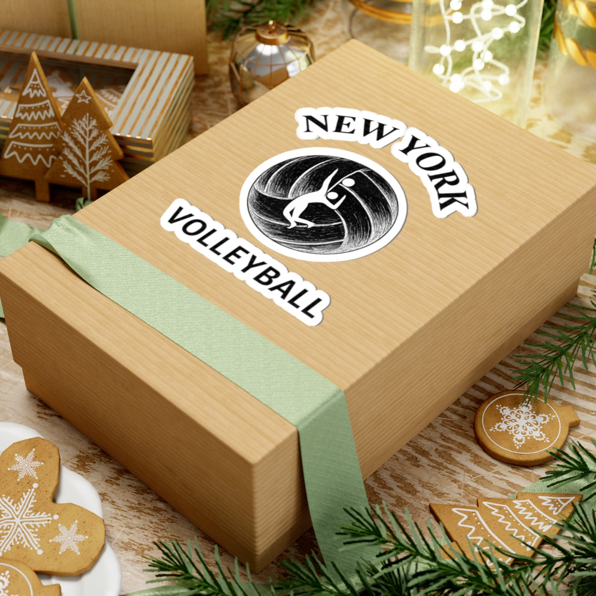 New York volleyball sticker with dynamic spike artwork