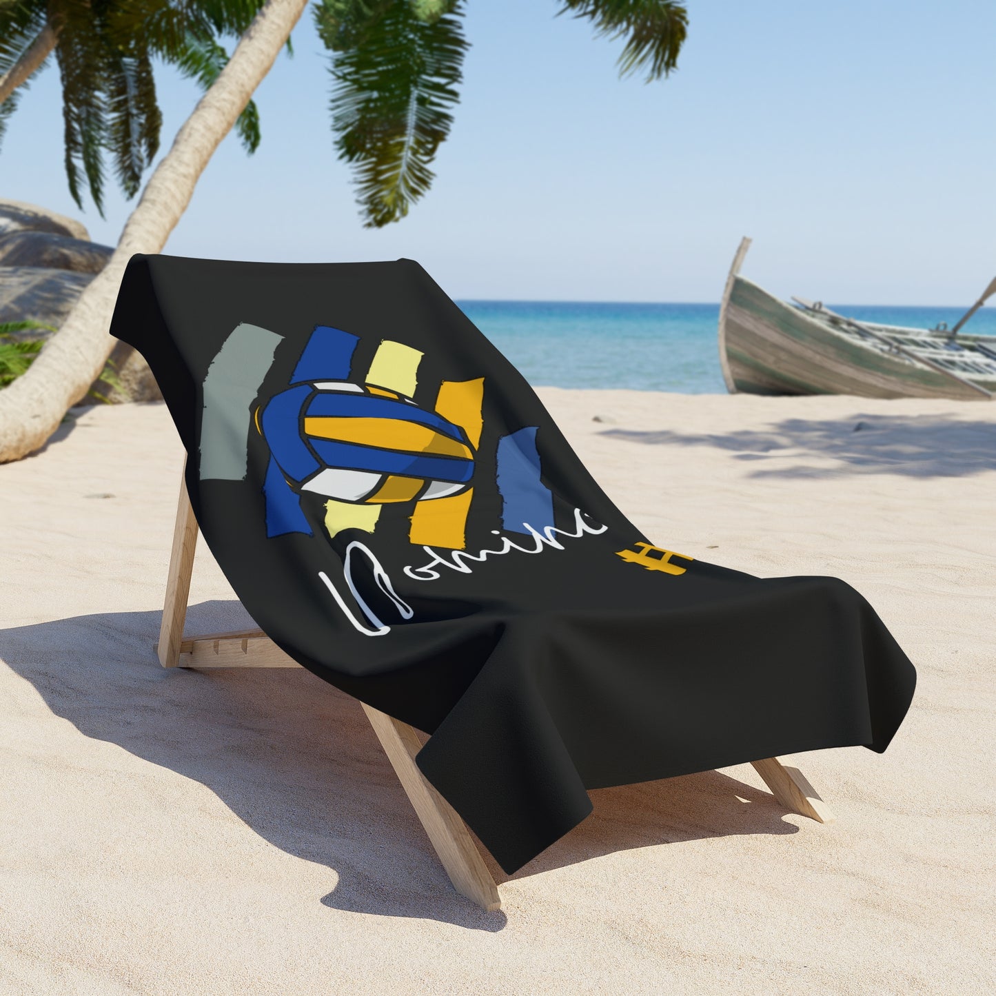 Large New York Volleyball towel laid out for summer beach days