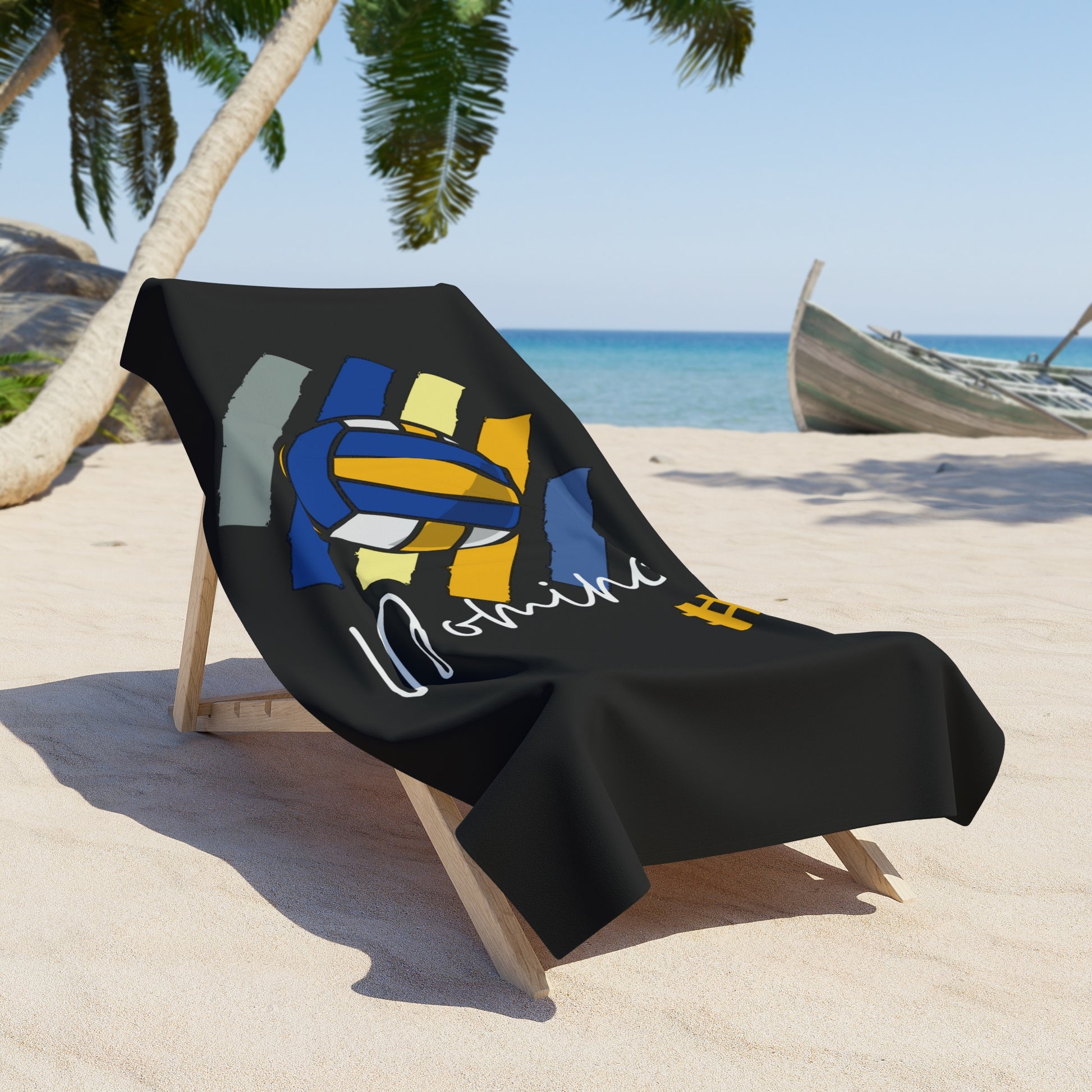 Large New York Volleyball towel laid out for summer beach days
