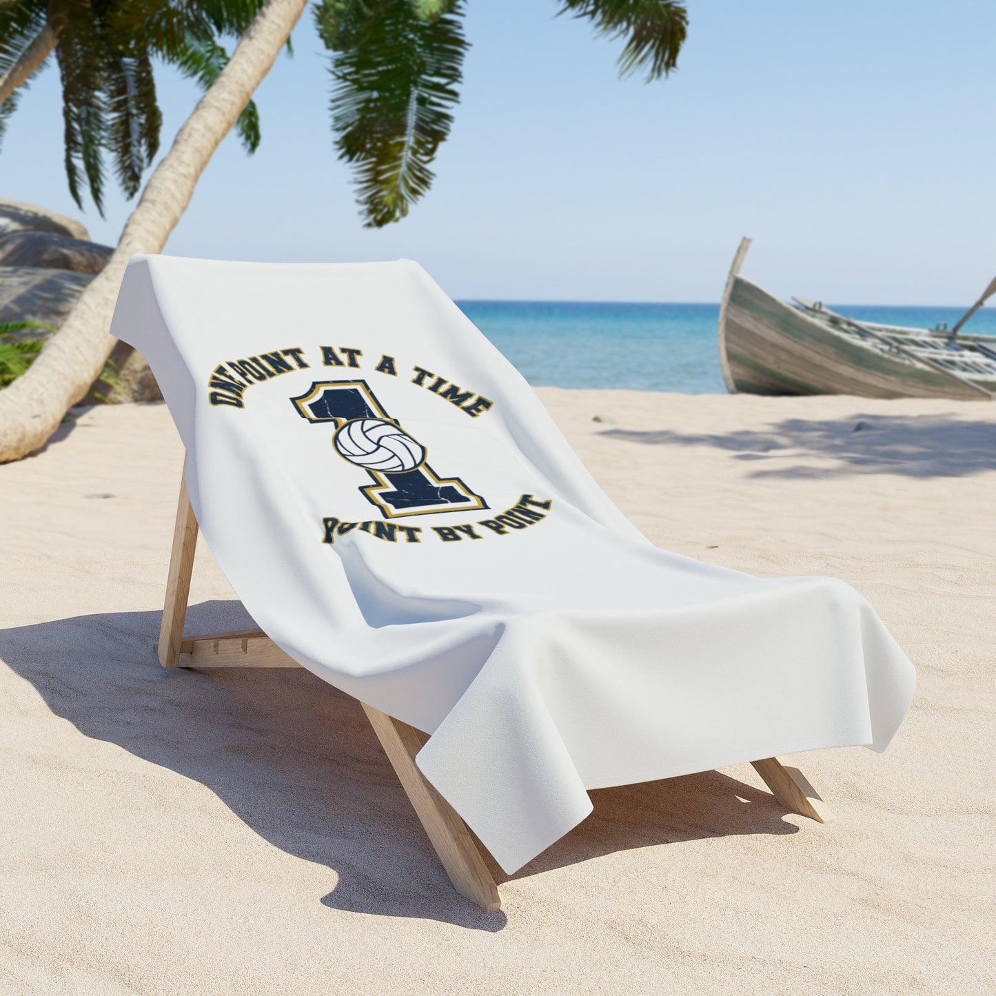 Volleyball focus slogan printed beach towel design
