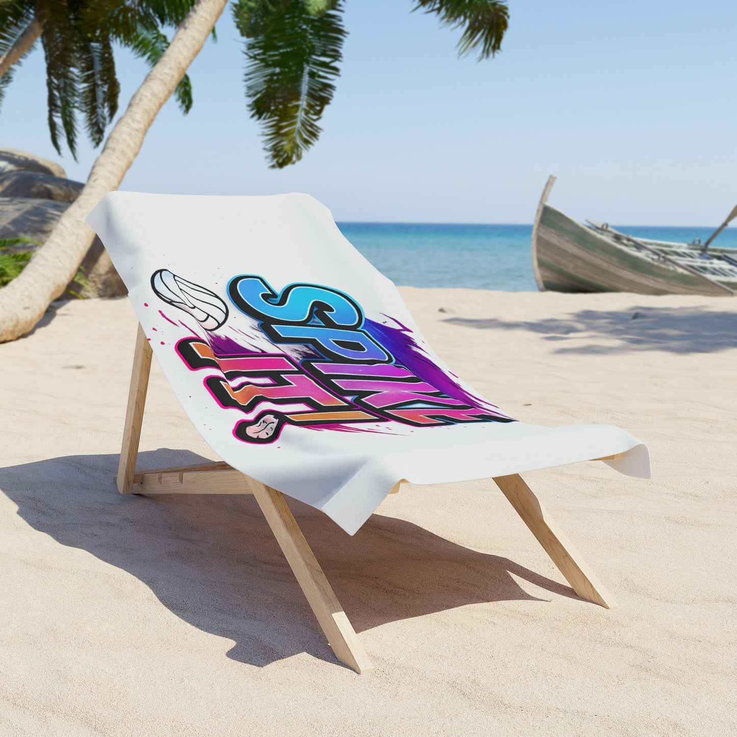 Oversized summer beach towel showing bold and playful design