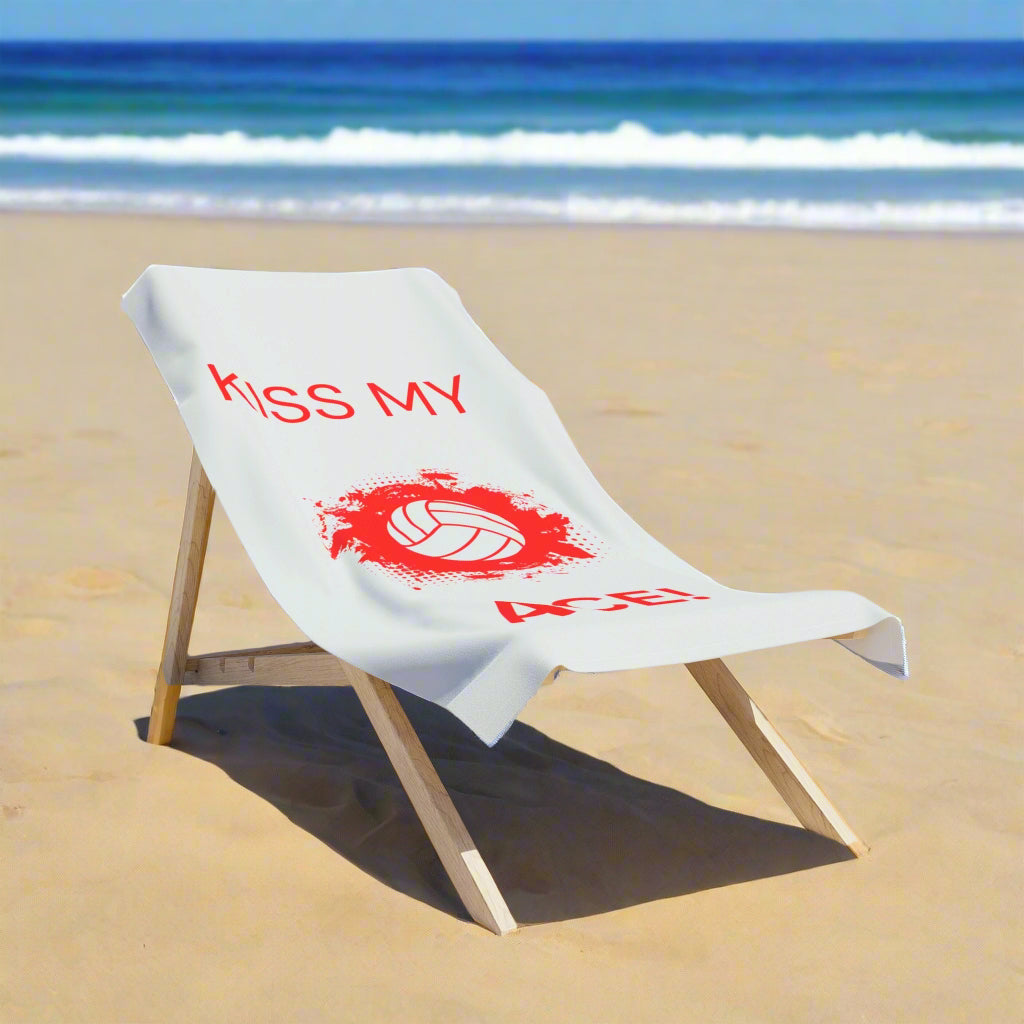 Soft volleyball-themed towel folded for display