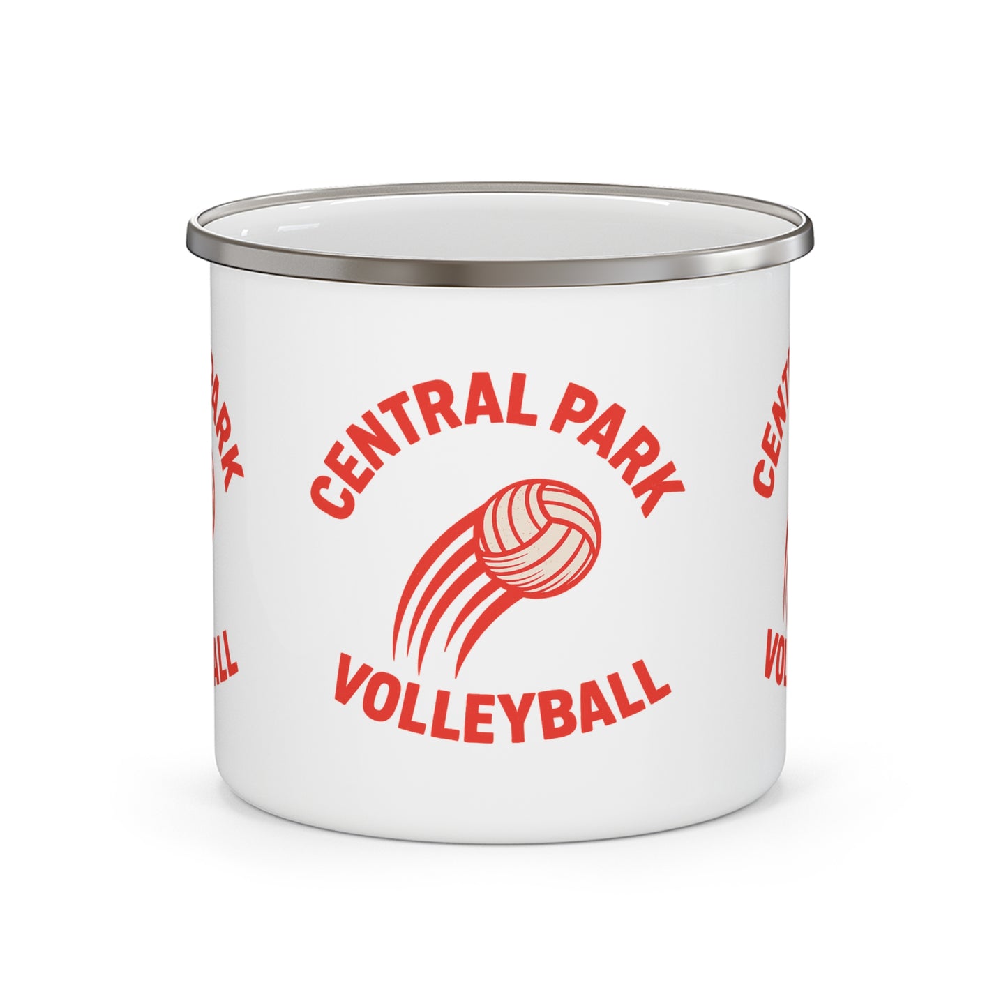 Gift-ready enamel mug for volleyball lovers and travelers