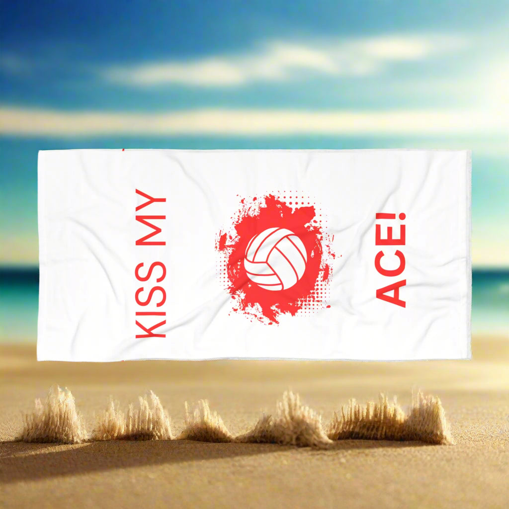 Funny volleyball beach towel with bold sporty design