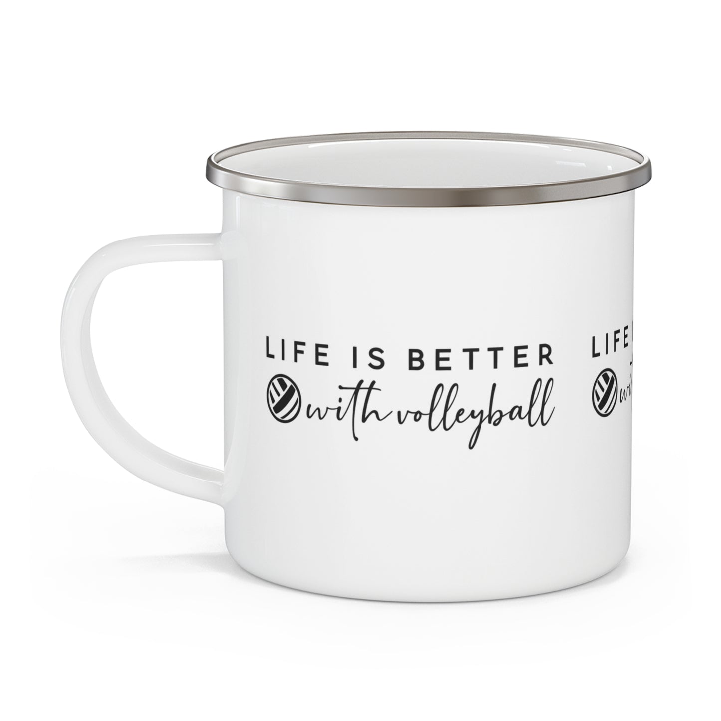 Lightweight enamel volleyball cup for outdoors