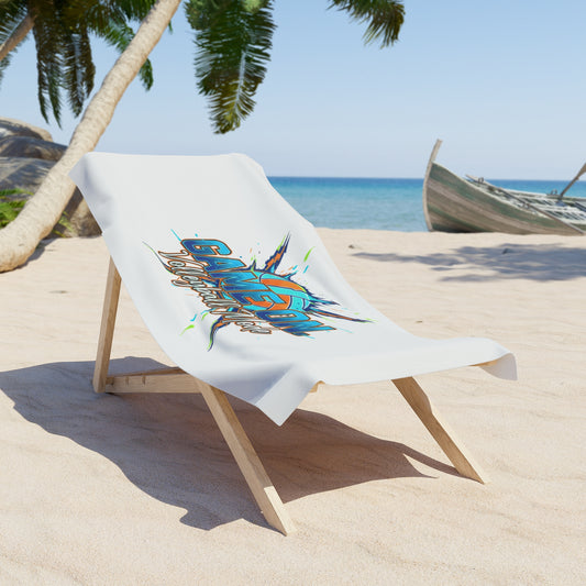 Volleyball-themed towel featuring sporty summer artwork.