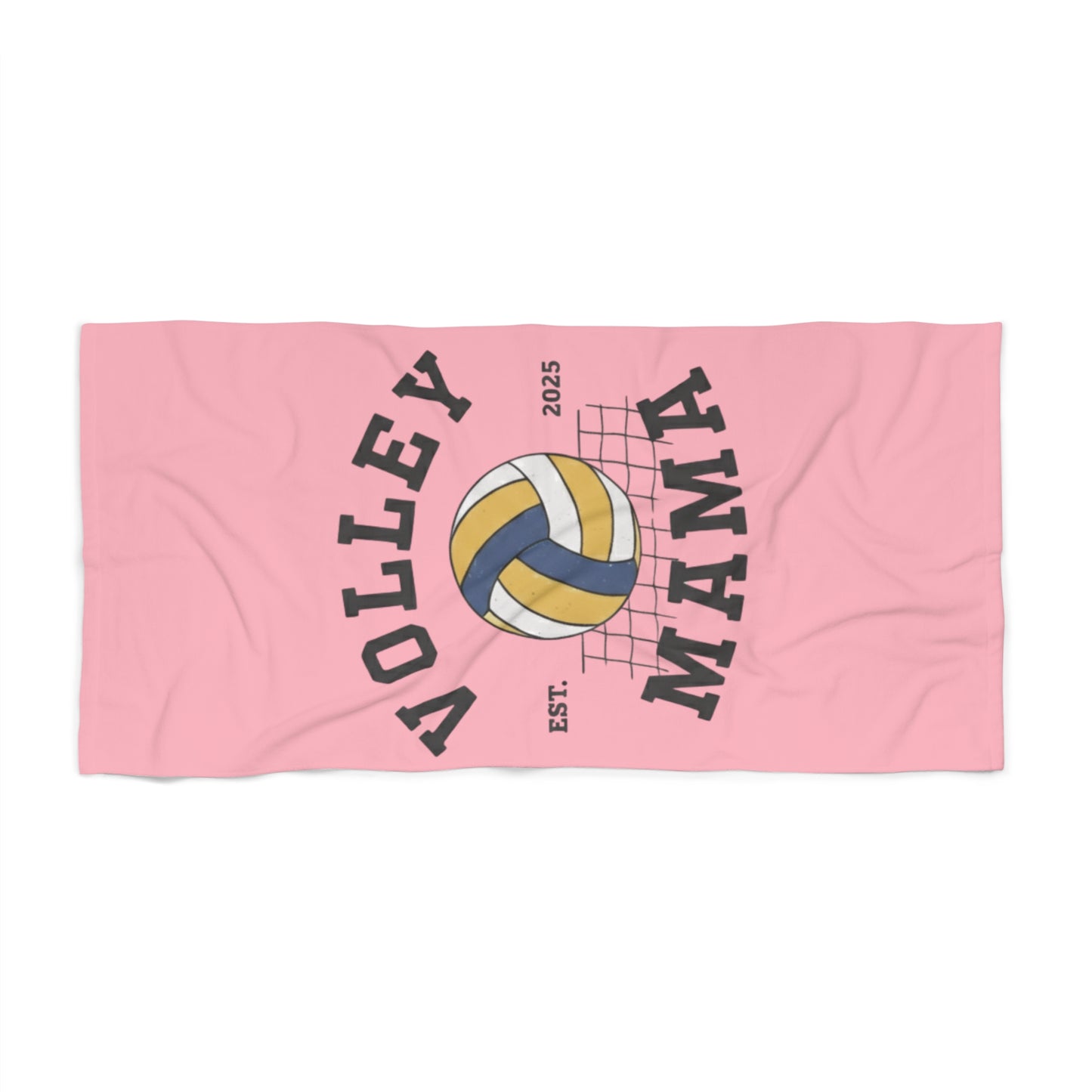 Volleyball mom towel featuring Est. 2025 text