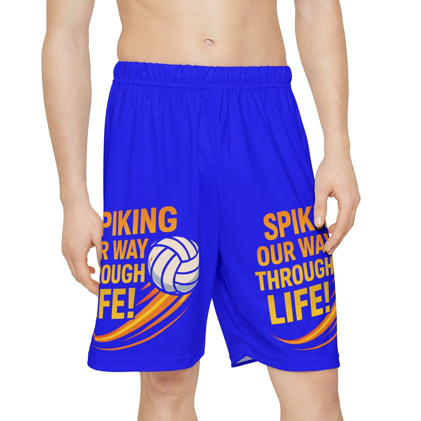 Volleyball shorts with fun lifestyle slogan