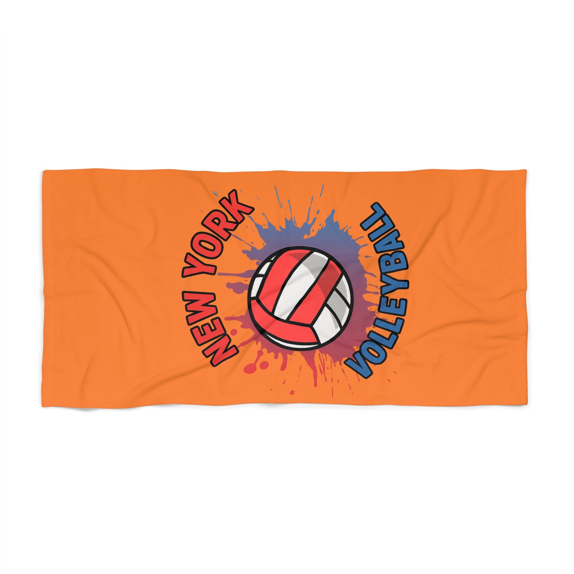 Volleyball beach towel with bold New York multi-color print