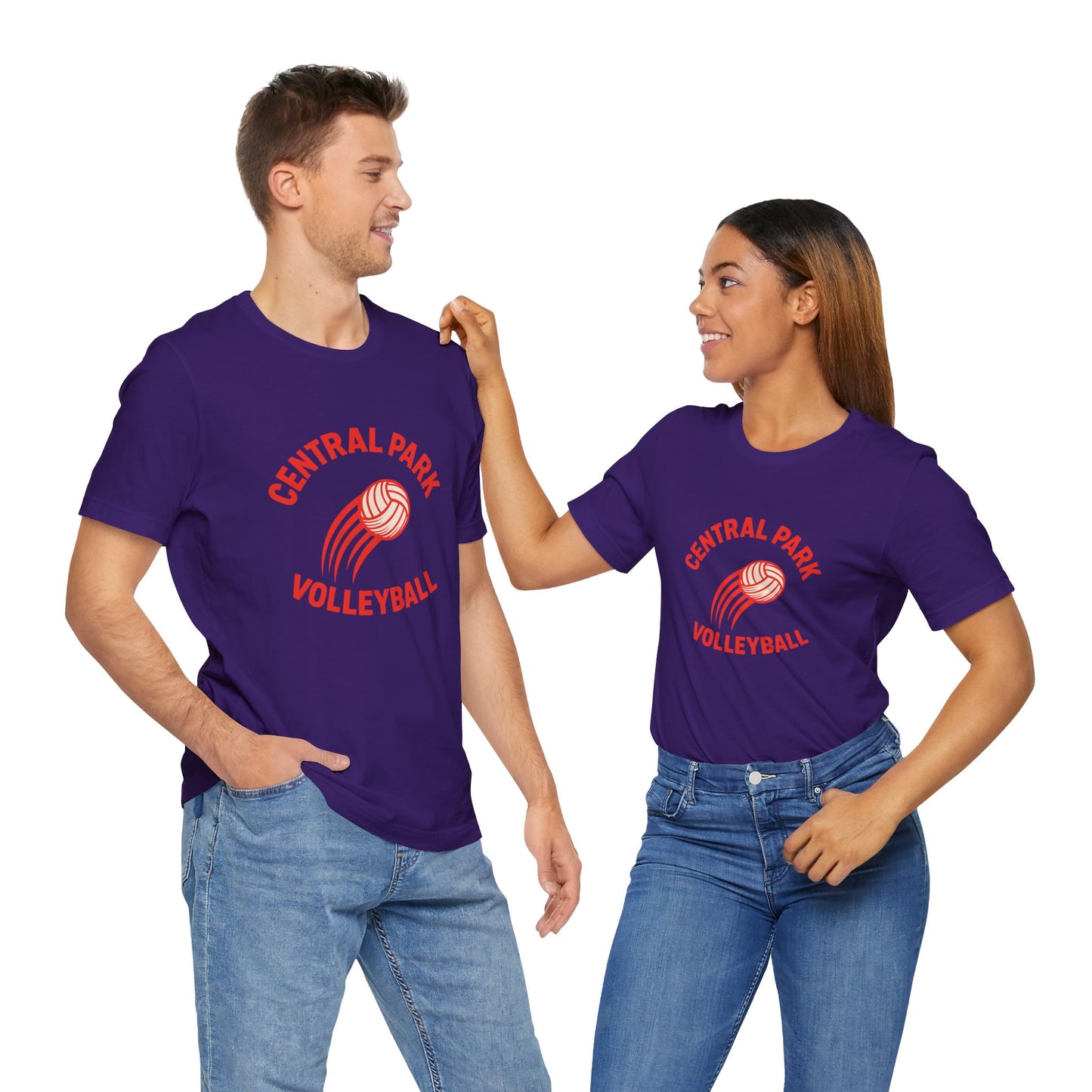 Volleyball fire tee showing Central Park design with fiery ball graphic.