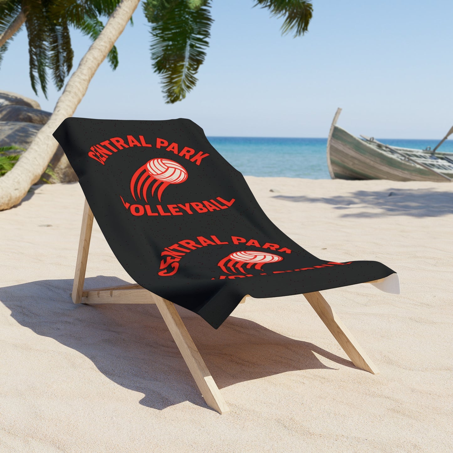 Volleyball beach towel featuring fiery flame-inspired graphic