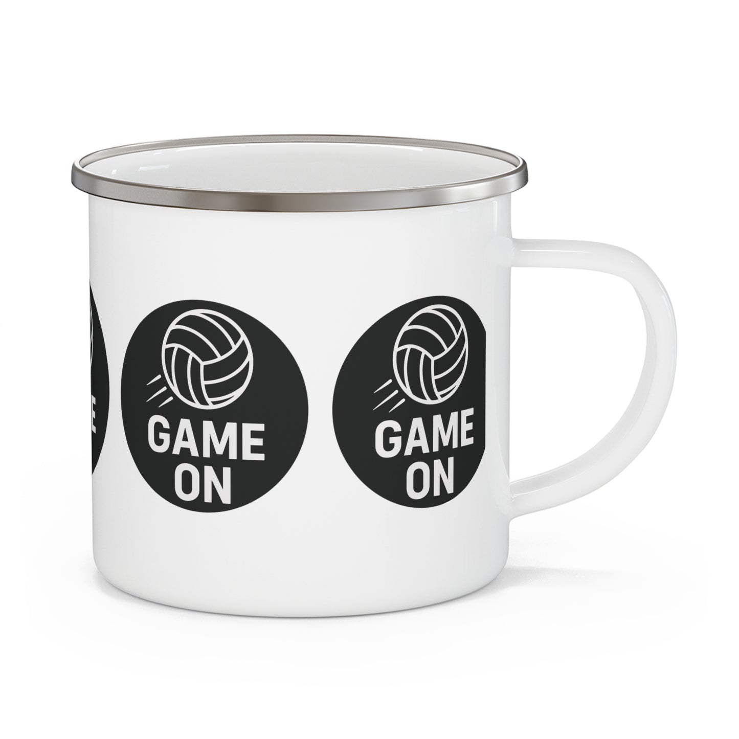 Durable stainless steel mug with colorful volleyball graphic
