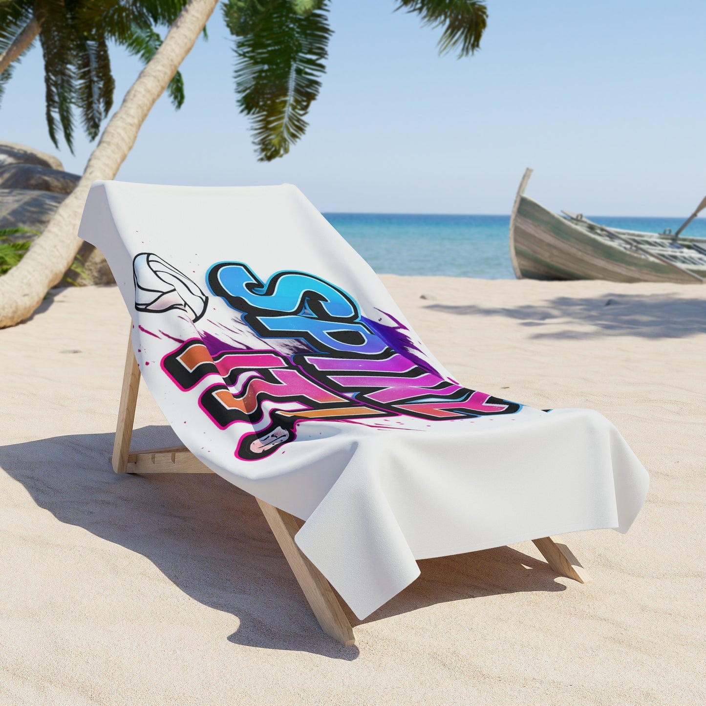 Beach towel ready for vacation, perfect for sunbathing or poolside lounging