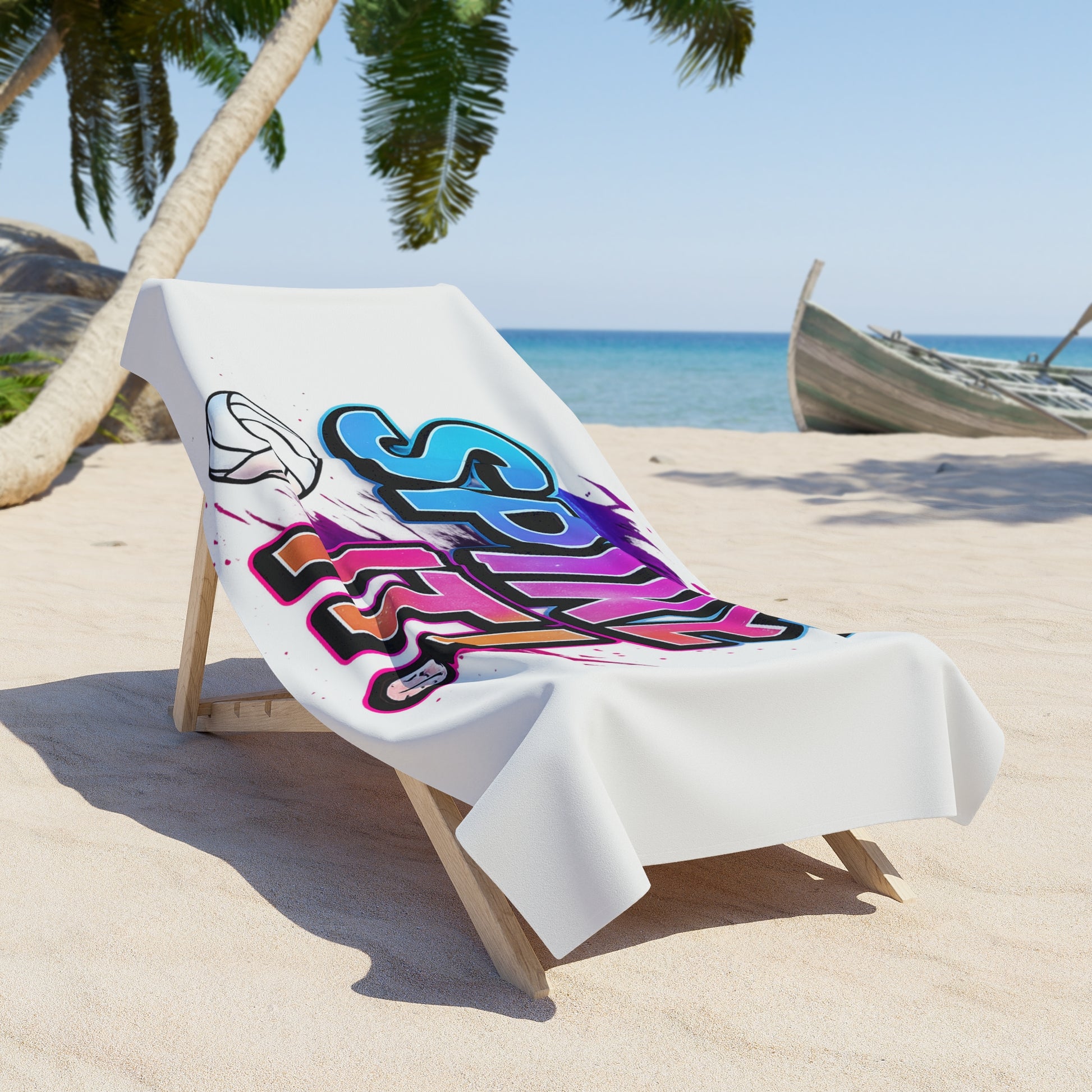 Beach towel ready for vacation, perfect for sunbathing or poolside lounging