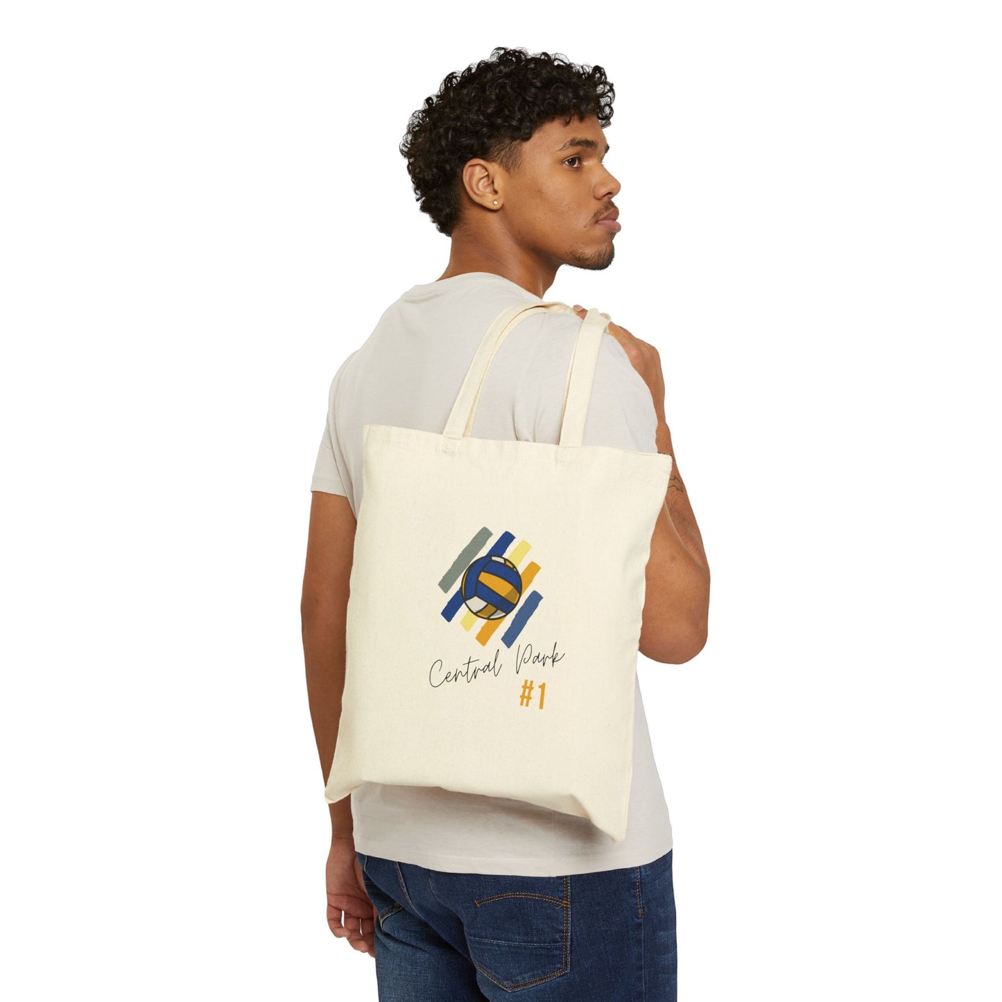 nyc volleyball tote bag with #1 graphic