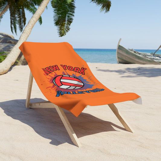 New York Volleyball Beach Towel with vibrant multi-color design