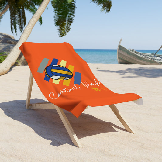 Soft cotton and polyester volleyball towel with orange design