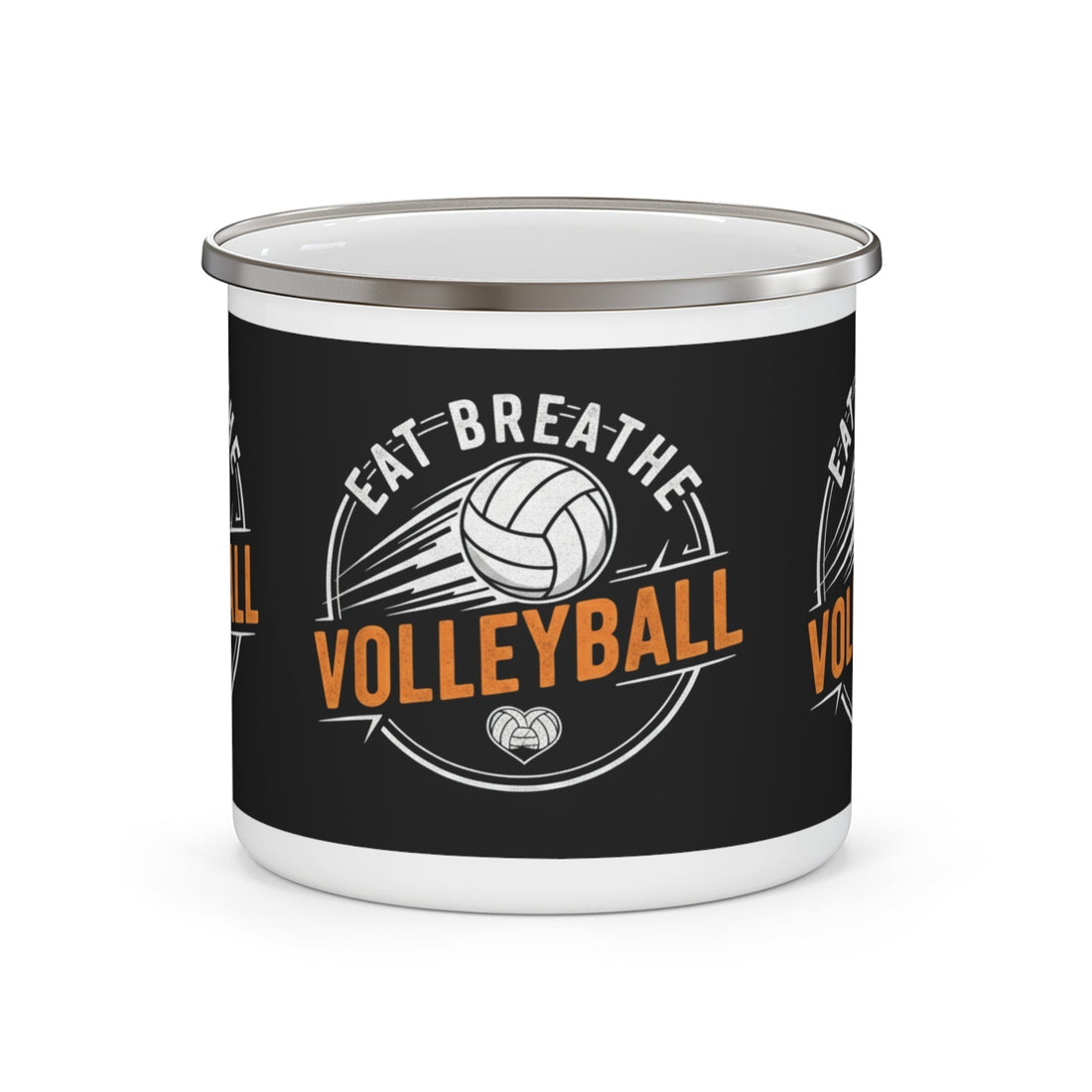 Eat Breathe Volleyball black enamel mug