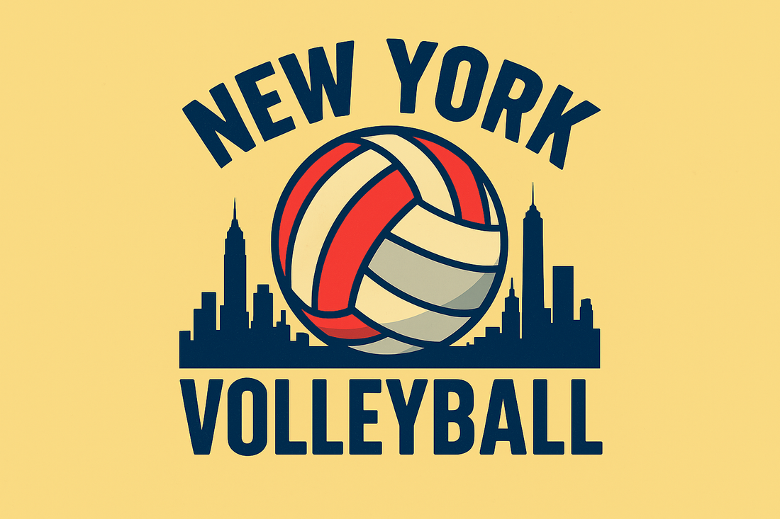 New York Volleyball graphic with city skyscrapers in background