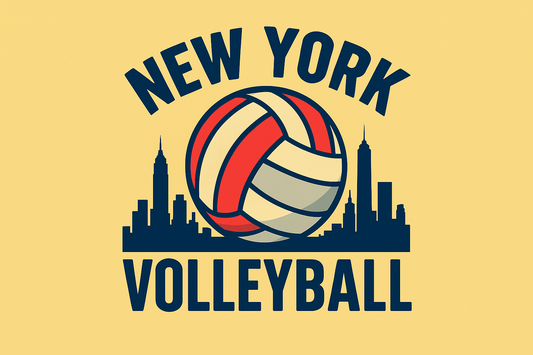 New York Volleyball graphic with city skyscrapers in background