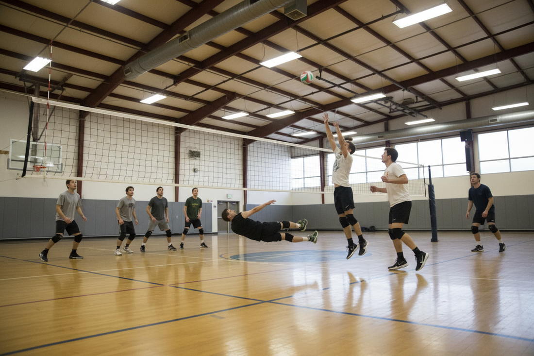 Players competing in open gym volleyball session