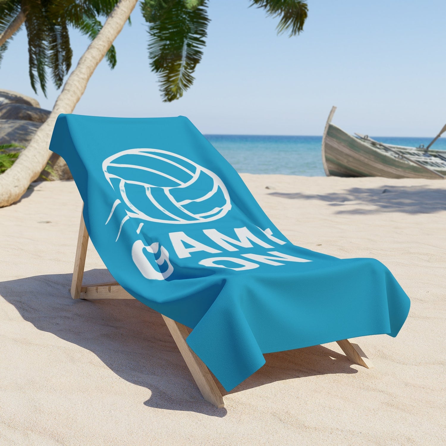 Game On Volleyball Beach Towel with bold graphic design