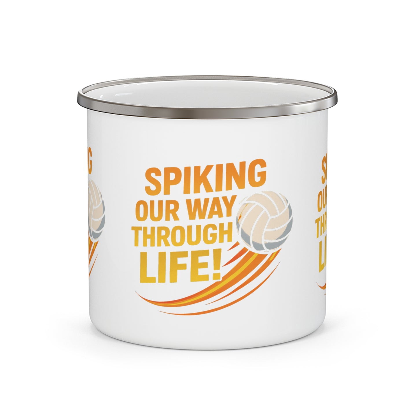 Spiking My Way Through Life volleyball enamel mug