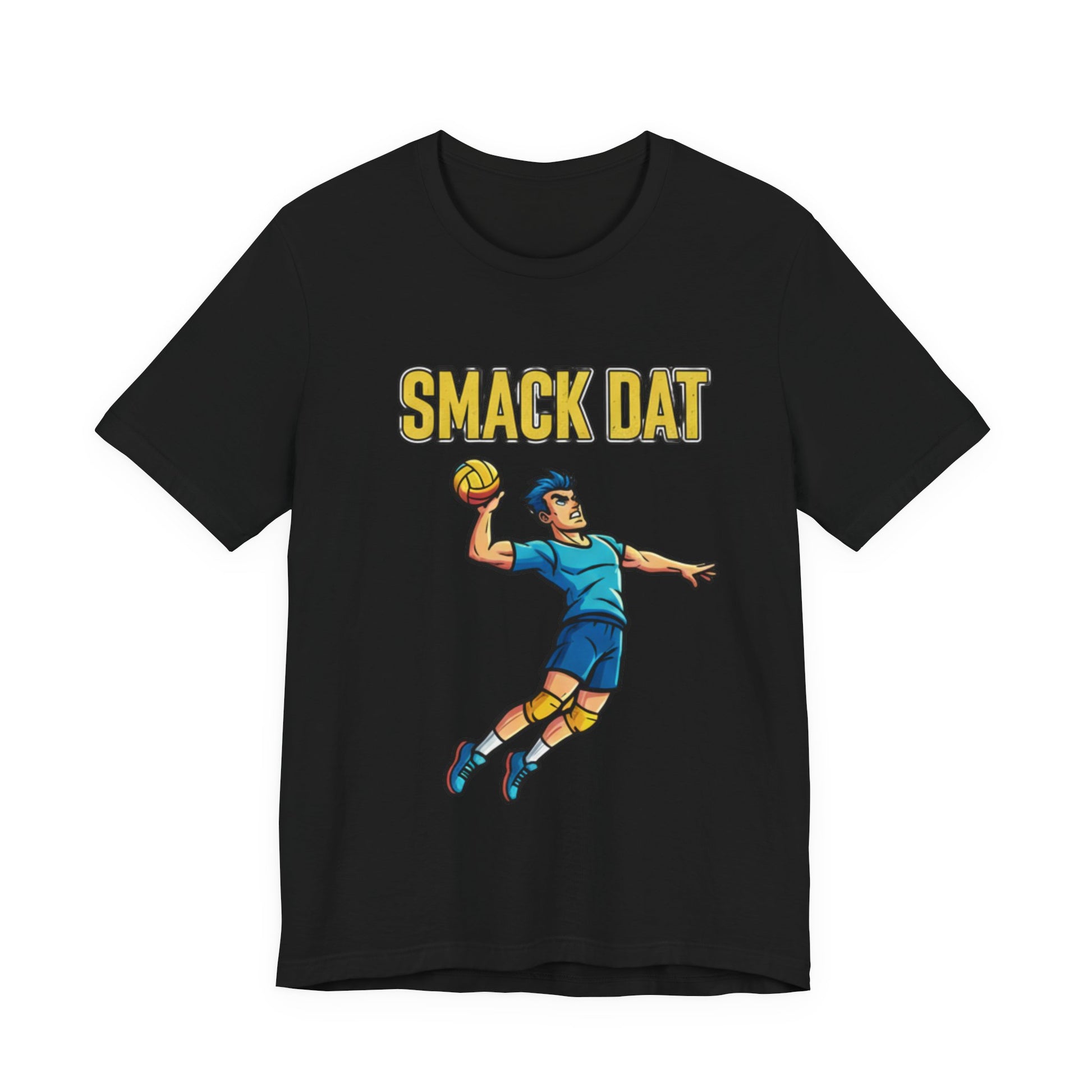 Cartoon volleyball player spiking ball t-shirt graphic