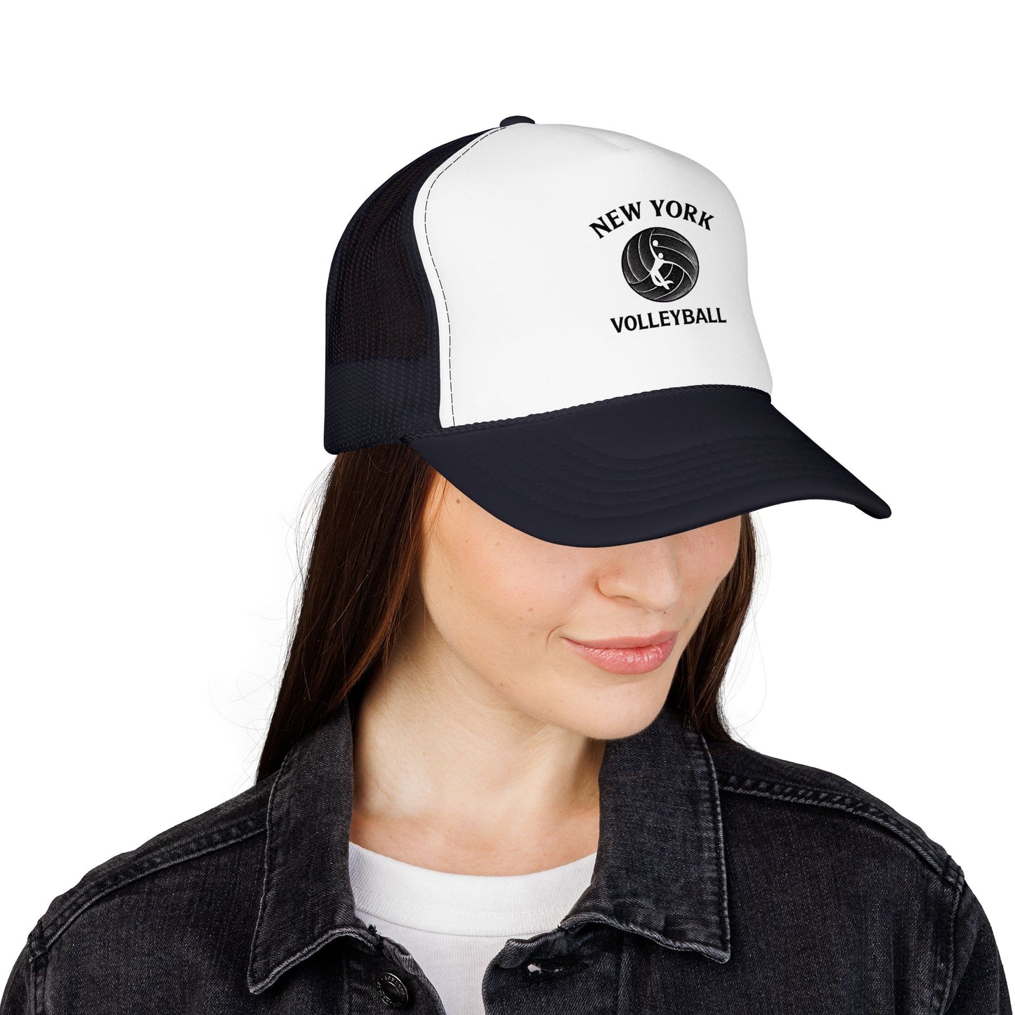 Iconic statue style volleyball artwork on hat