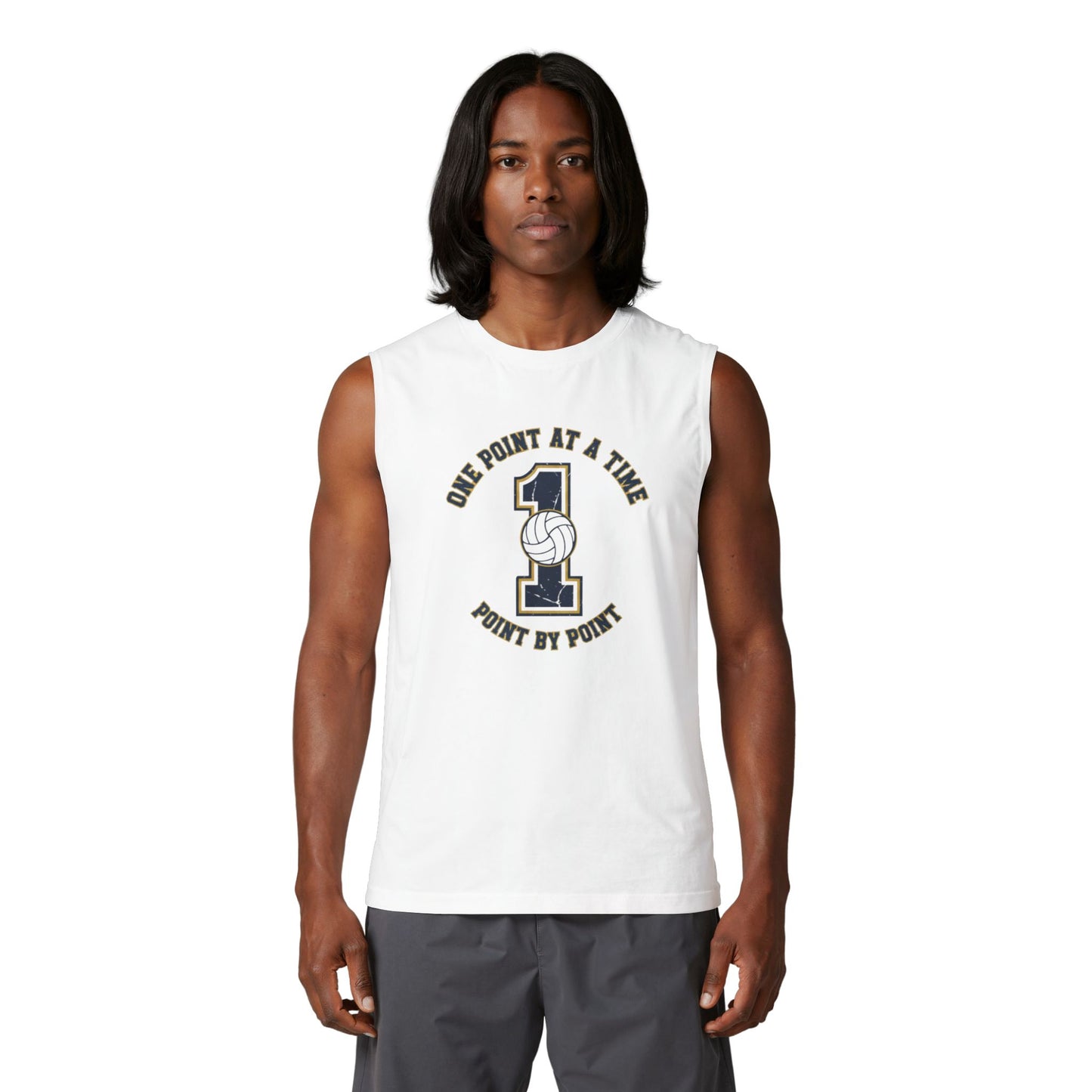 Clean typography point by point volleyball tank top