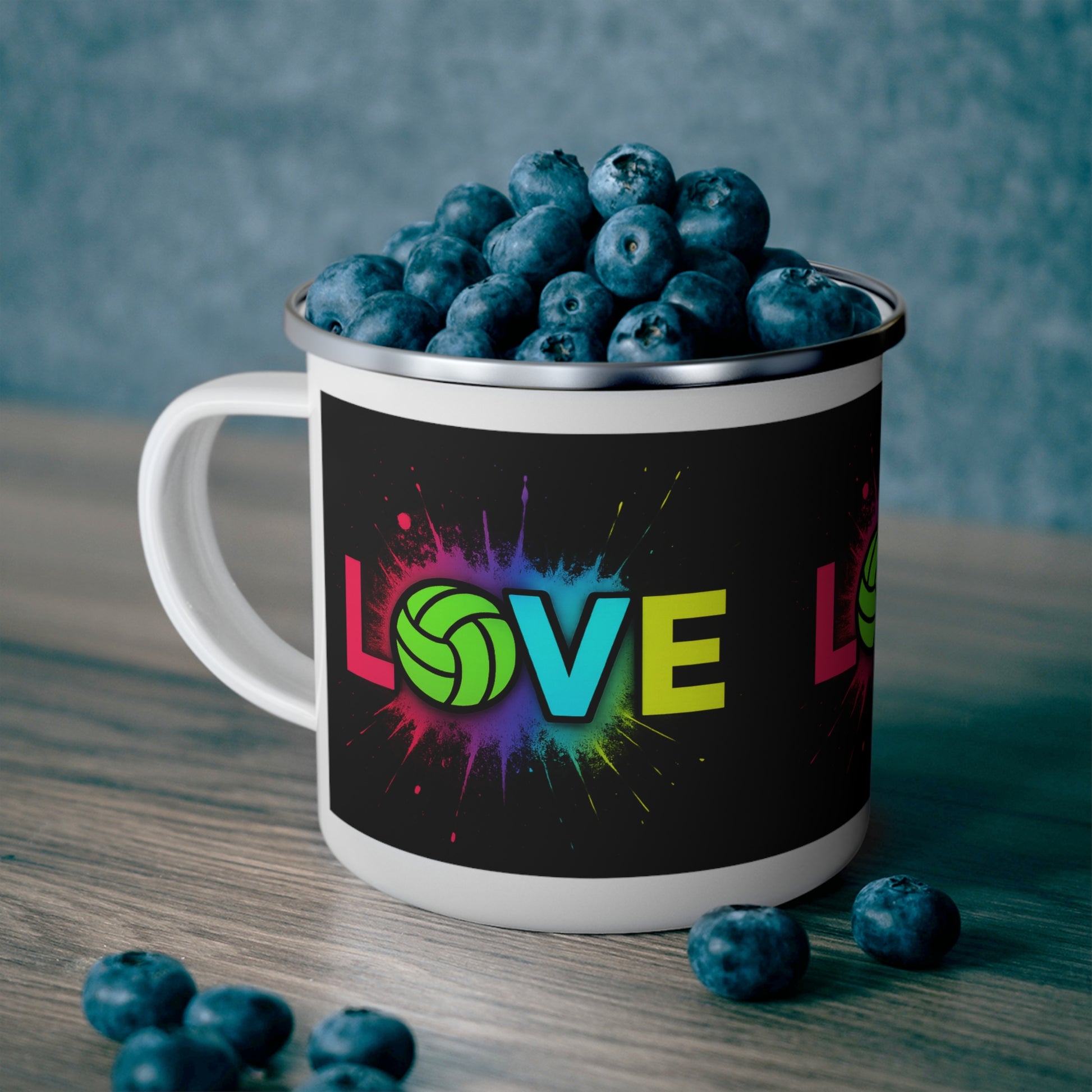 Durable Love Volleyball Neon mug for hot and cold drinks