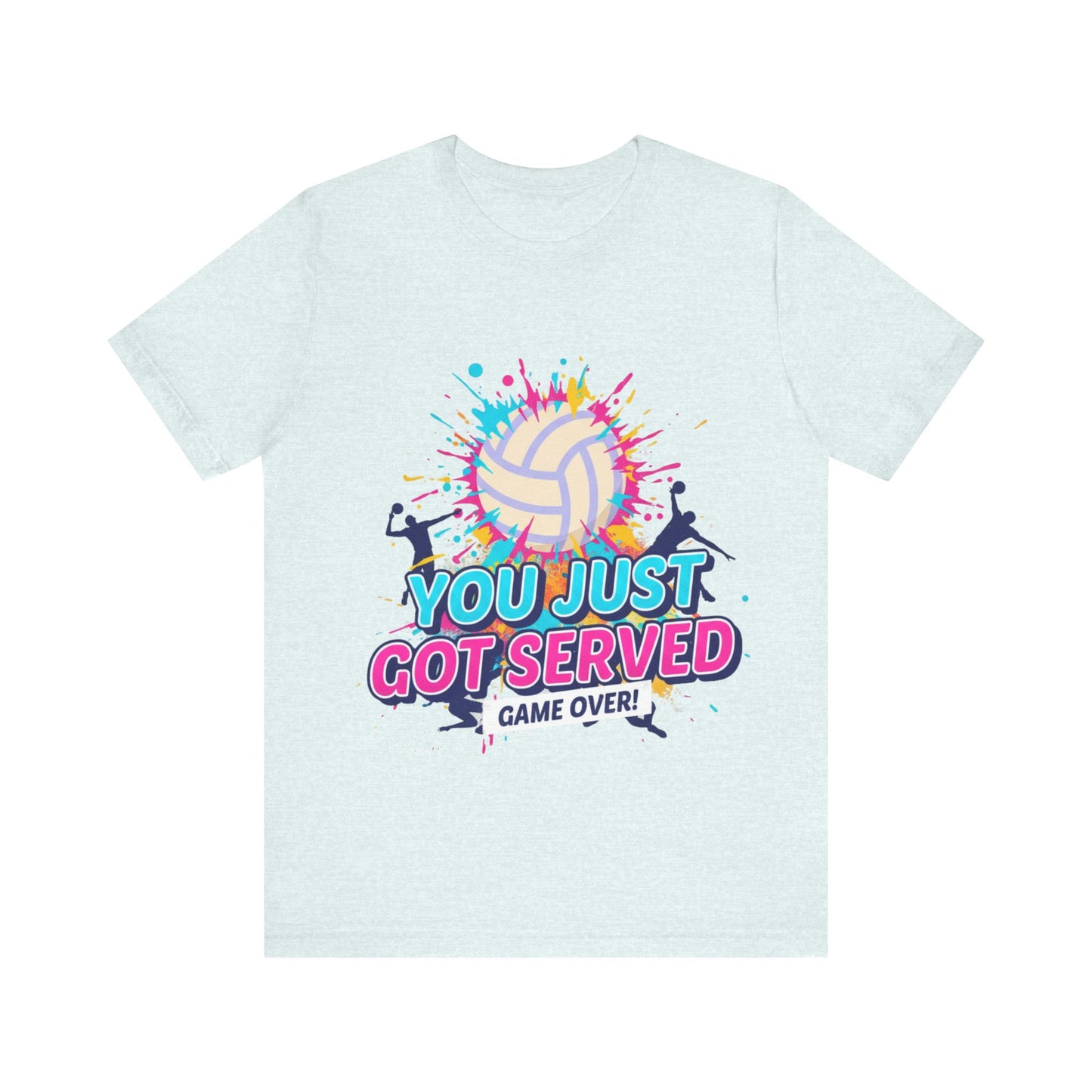 Volleyball apparel featuring bright paint-splash artwork