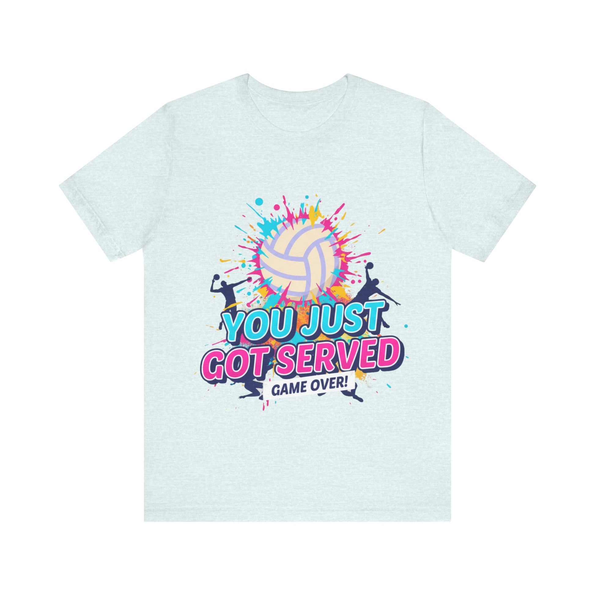 Volleyball apparel featuring bright paint-splash artwork