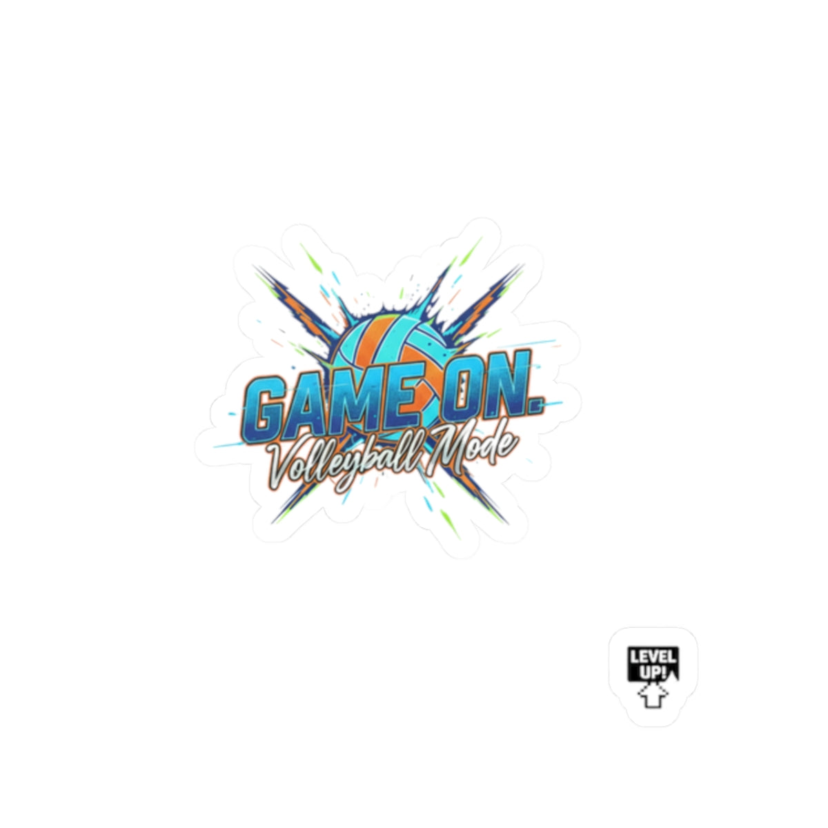 Volleyball-themed sticker for laptops and bottles.