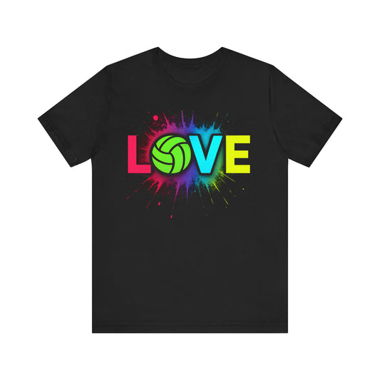 Love Volleyball Neon Graphic Tee with bright sports design