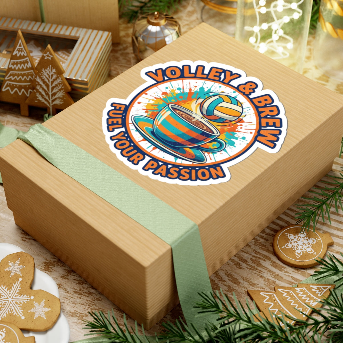 Volleyball player sticker with brew design