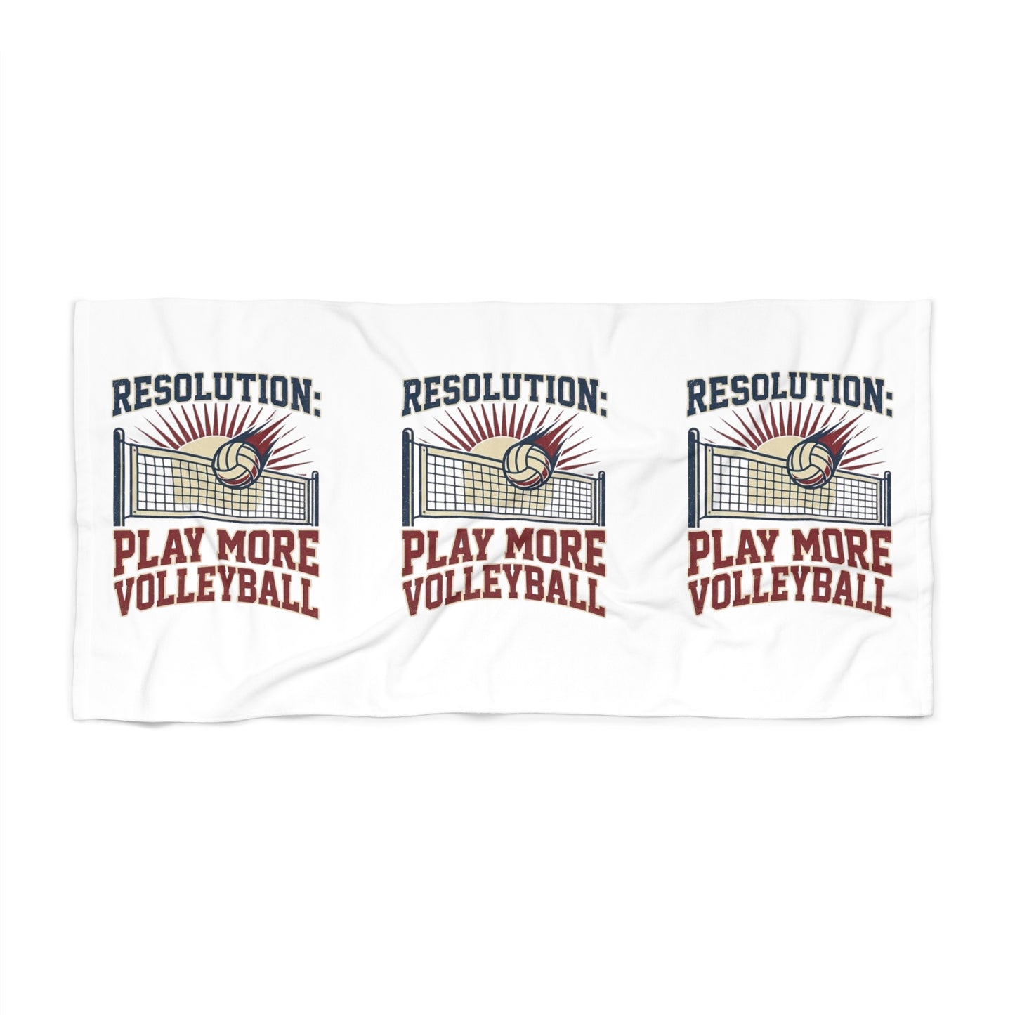 Resolution Play More Volleyball bold typography beach towel design