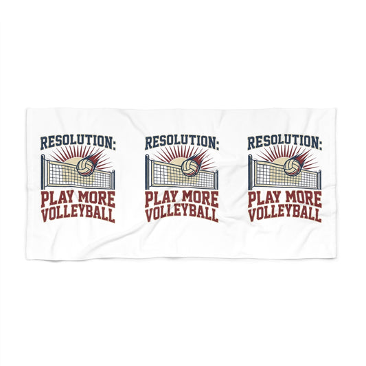 Resolution Play More Volleyball bold typography beach towel design