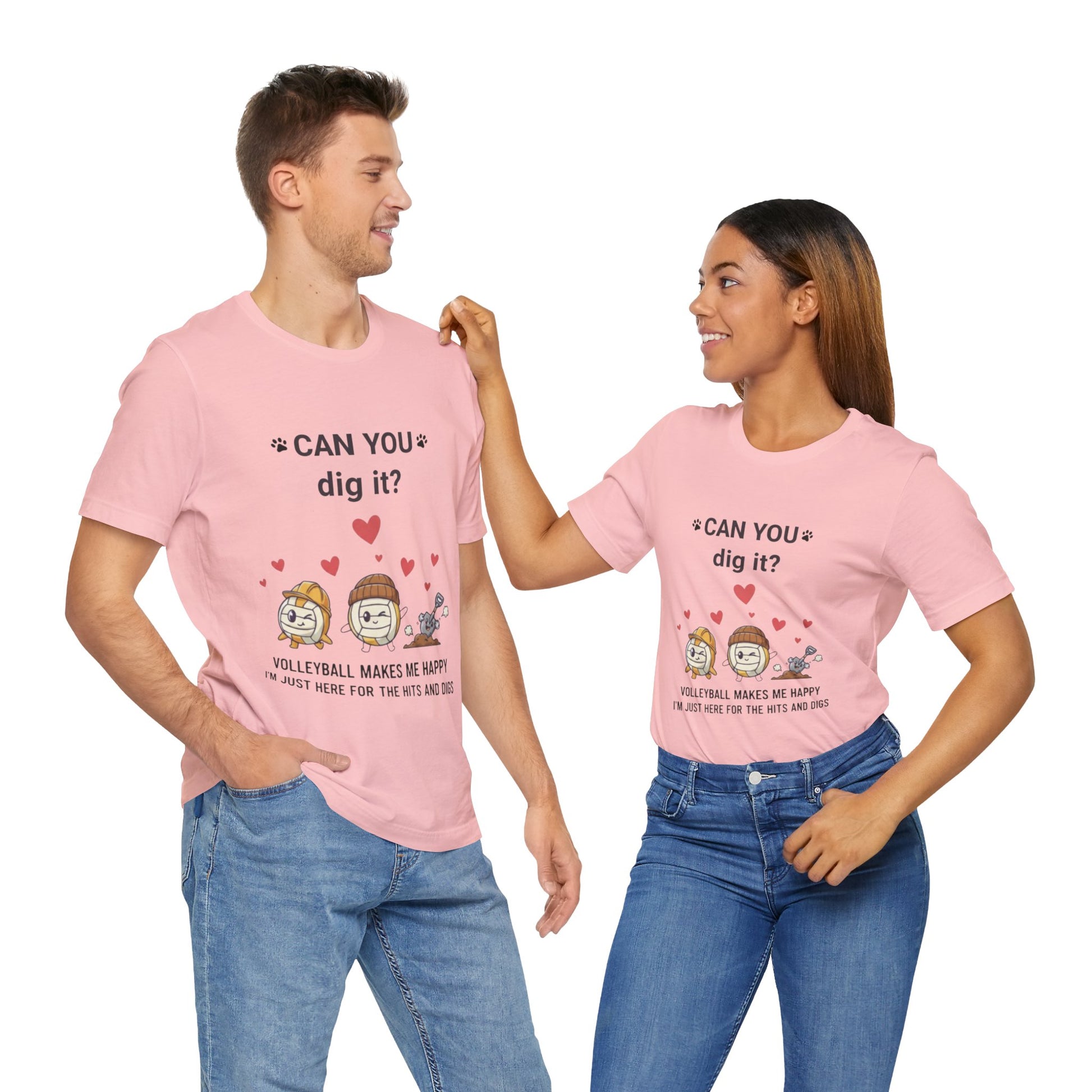 Trendy volleyball tee with cartoon 'Can You Dig It?' graphic