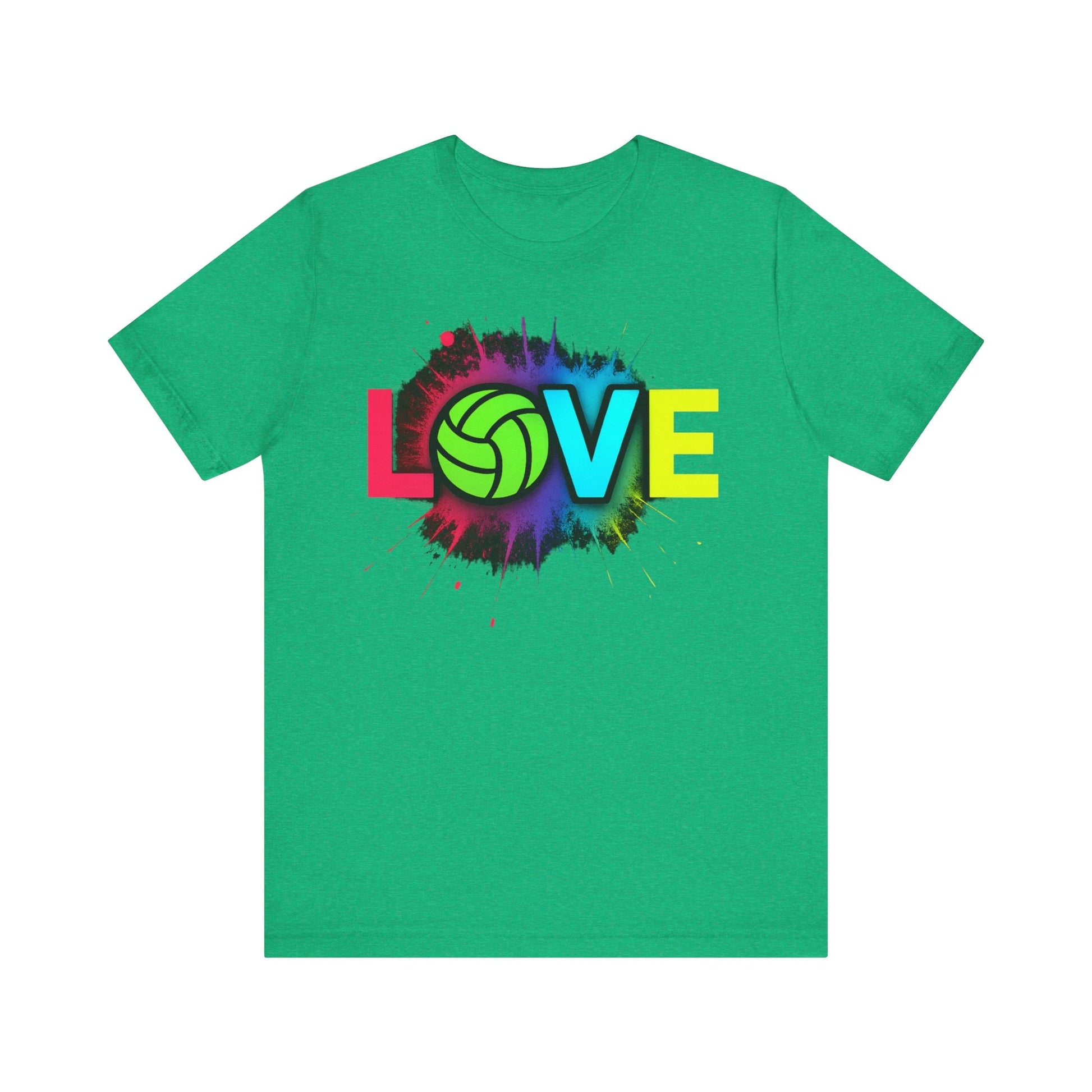 Volleyball fan shirt featuring bold Love Volleyball neon design