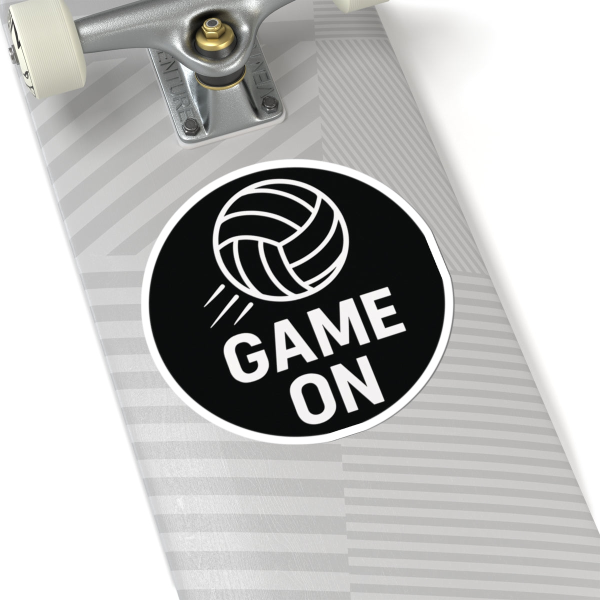 Game On volleyball sticker close-up.