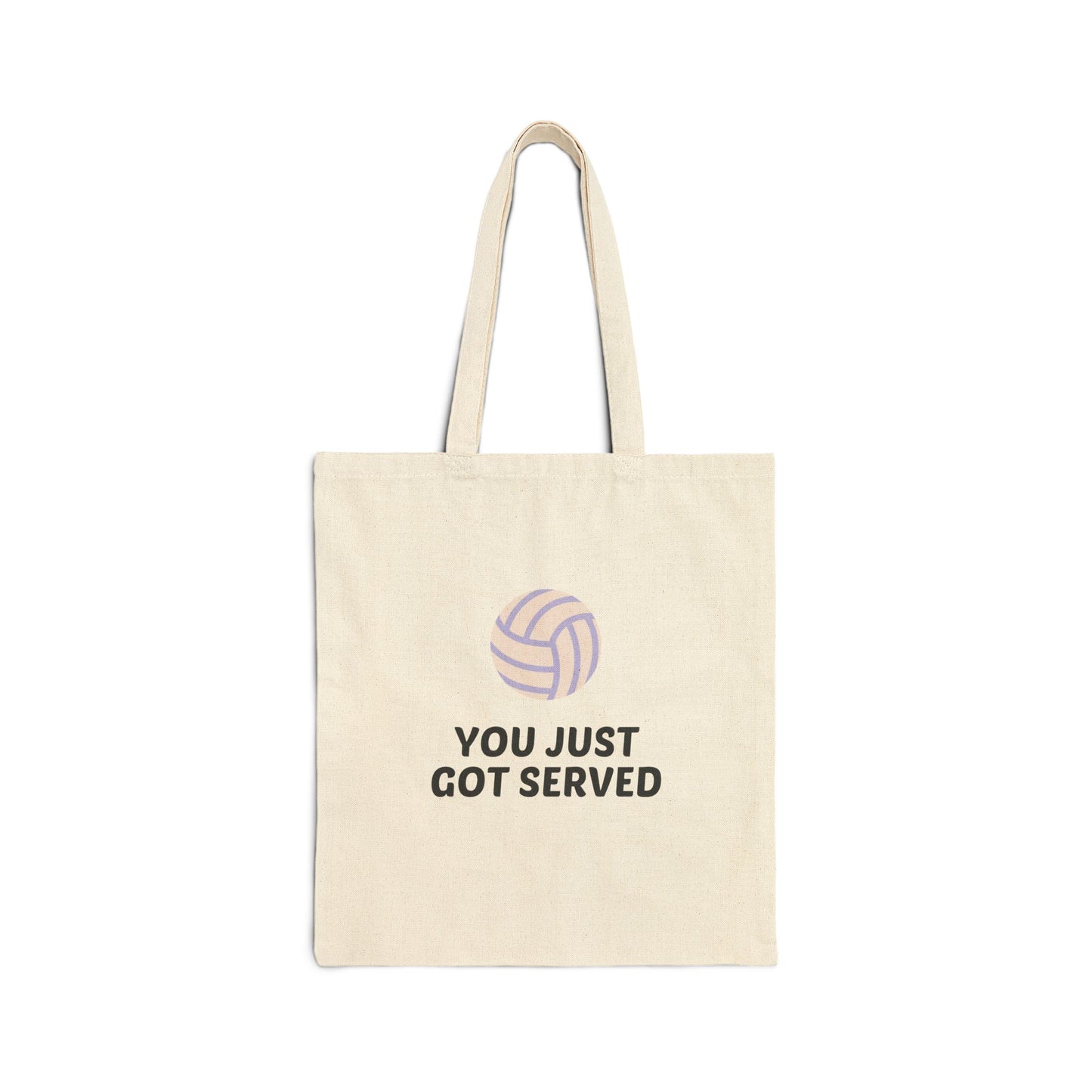 you just got served volleyball tote bag with bold text