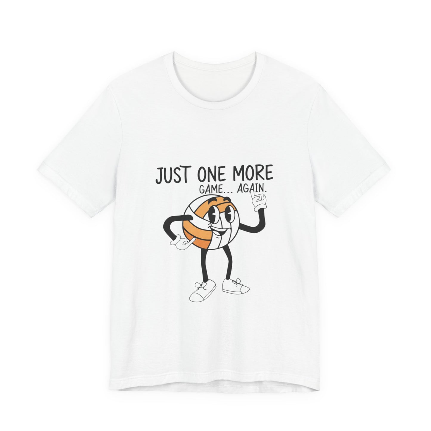 Volleyball T-shirt with “Just One More Game… Again” print