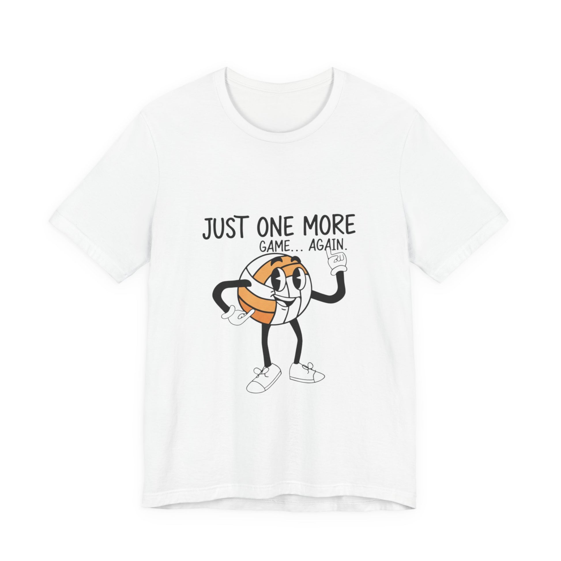 Volleyball T-shirt with “Just One More Game… Again” print