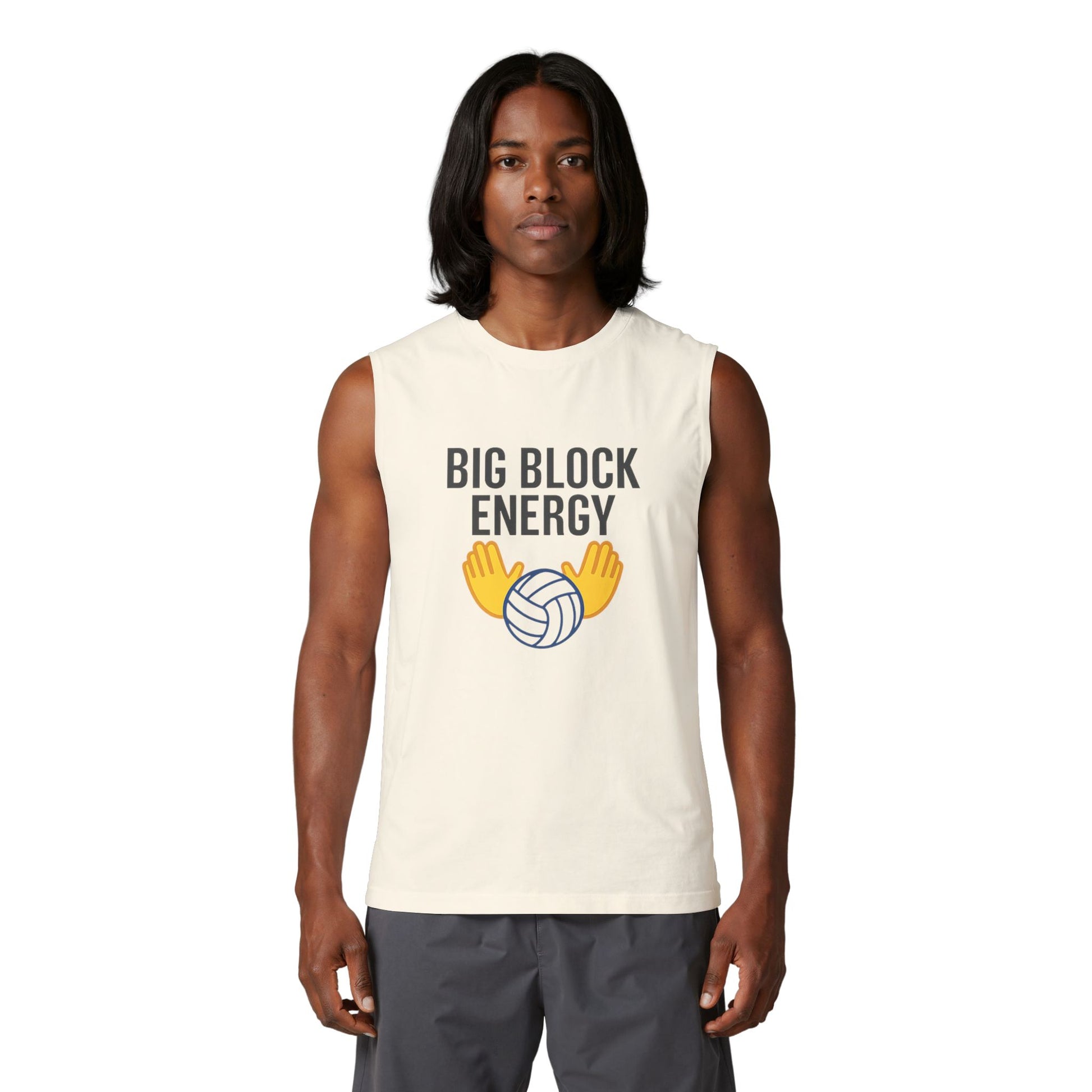 Playful volleyball slogan sleeveless shirt layout