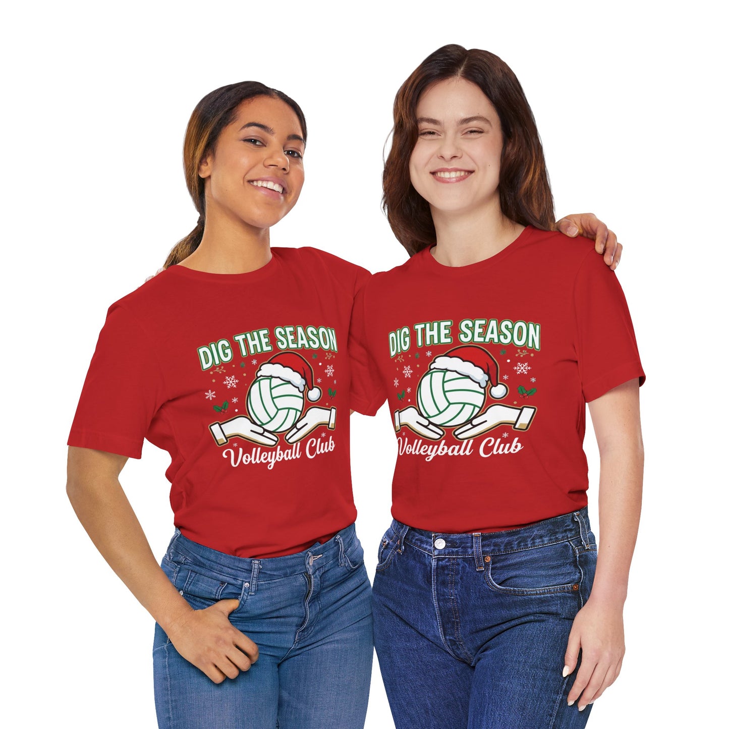 Christmas-themed volleyball t-shirt graphic