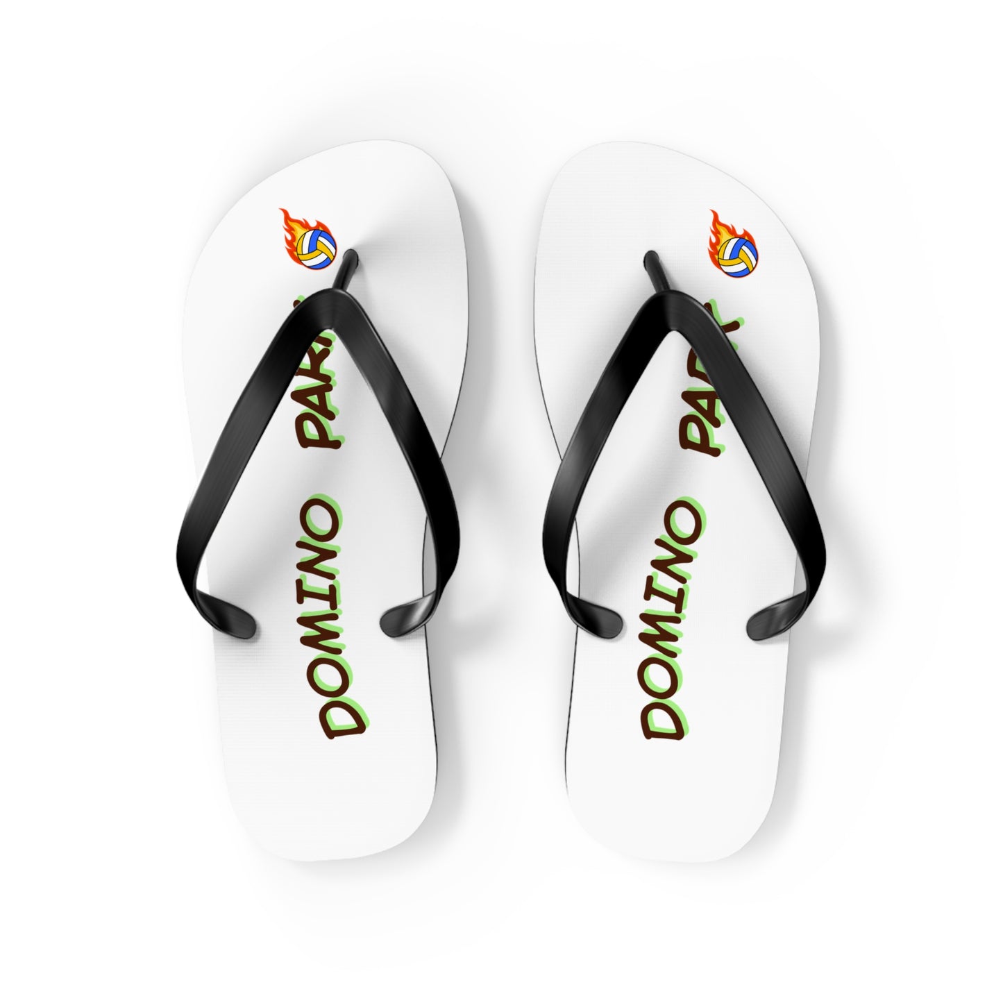 Lightweight flip flops with Domino Park Volleyball design