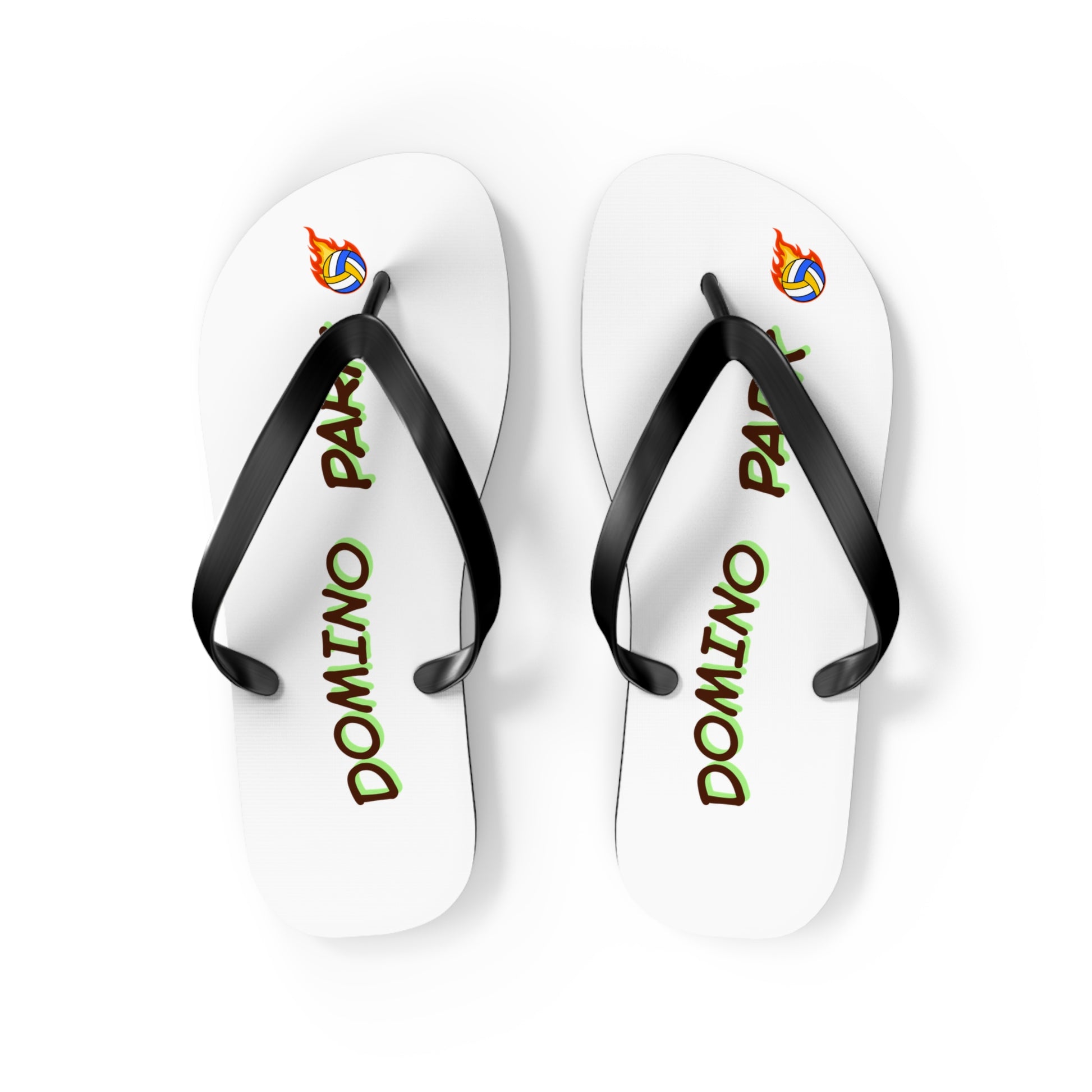 Lightweight flip flops with Domino Park Volleyball design
