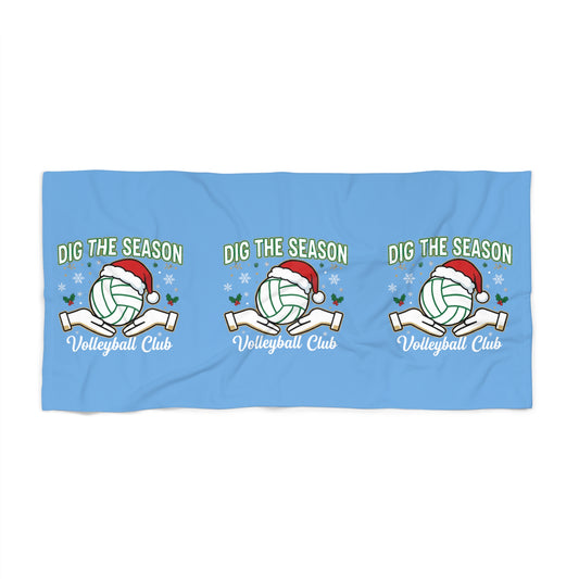 Dig the Season holiday volleyball beach towel graphic design